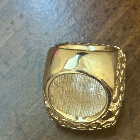 Teal Gold Cocktail Ring Size 7 - Picture 8 of 9